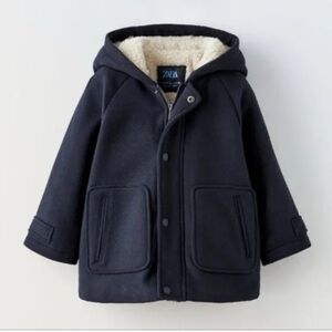Zara Navy wool Hooded Jacket for Kids